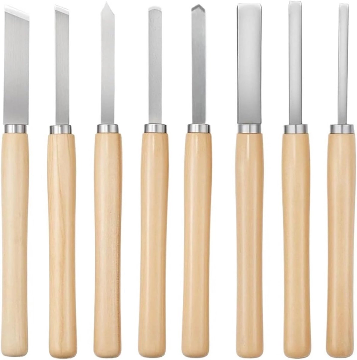 Hout Draaibank Beitel Set - Metaal Hout Gereedschap - Houtbewerking Projecten - 8 Delige Set - Koolstofstaal Bladen