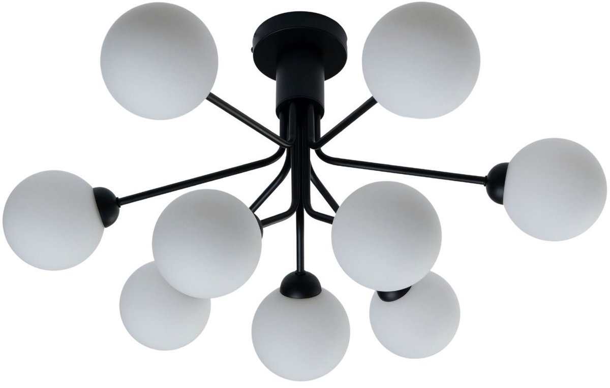 Kosilum - Audrey - Lamp - Zwart en Wit - Metaal en glas