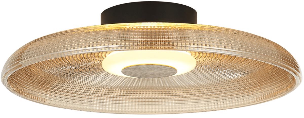 Kosilum - Ossara - Plafondlamp - Zwart en amber - Metaal en glas