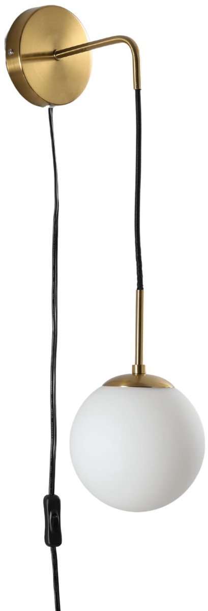 Kosilum - Robyn - Wandlamp - Messing en wit - Metaal en glas