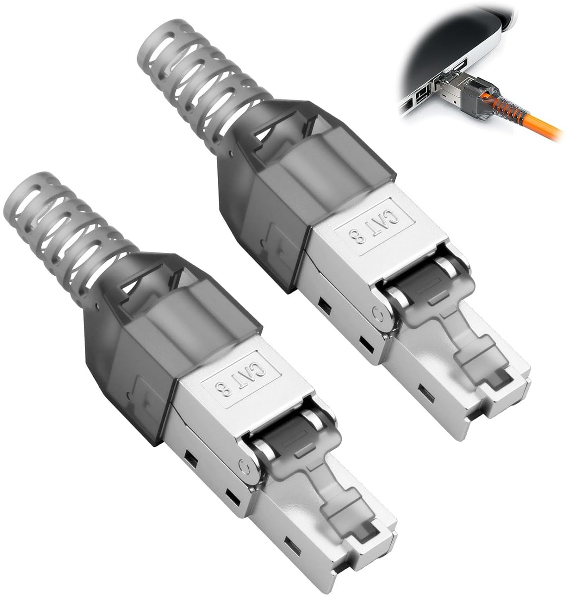 RJ45 Connectoren Set - Netwerk Stekkers - Snelle Netwerkverbinding - Gereedschapsloze Installatie - 50µ Gouden Contacten