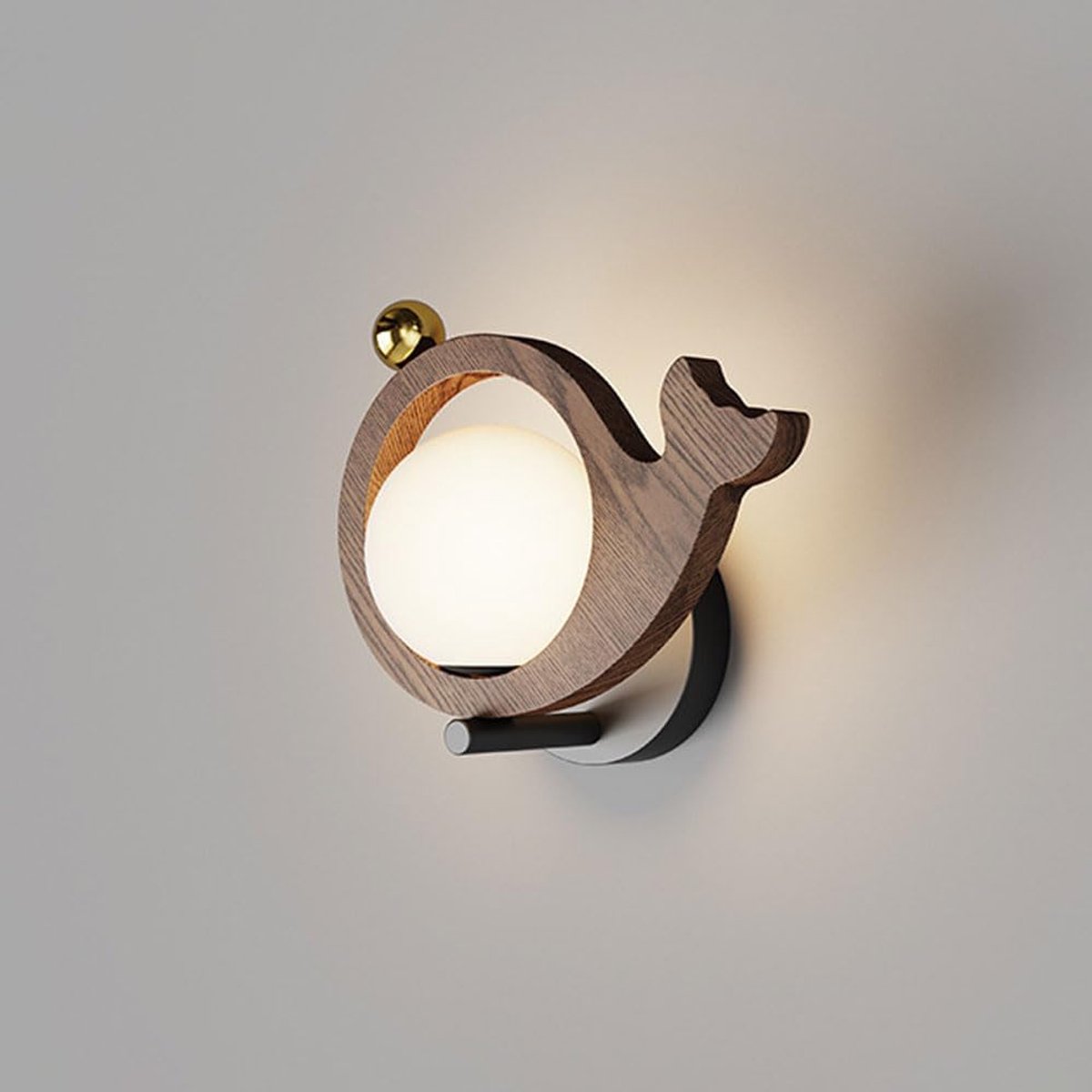 LED Wandlamp - Creatieve Decoratie - Kinderkamer Verlichting - Houtnerf Afwerking - 25x13.5x26.5 cm - Wit