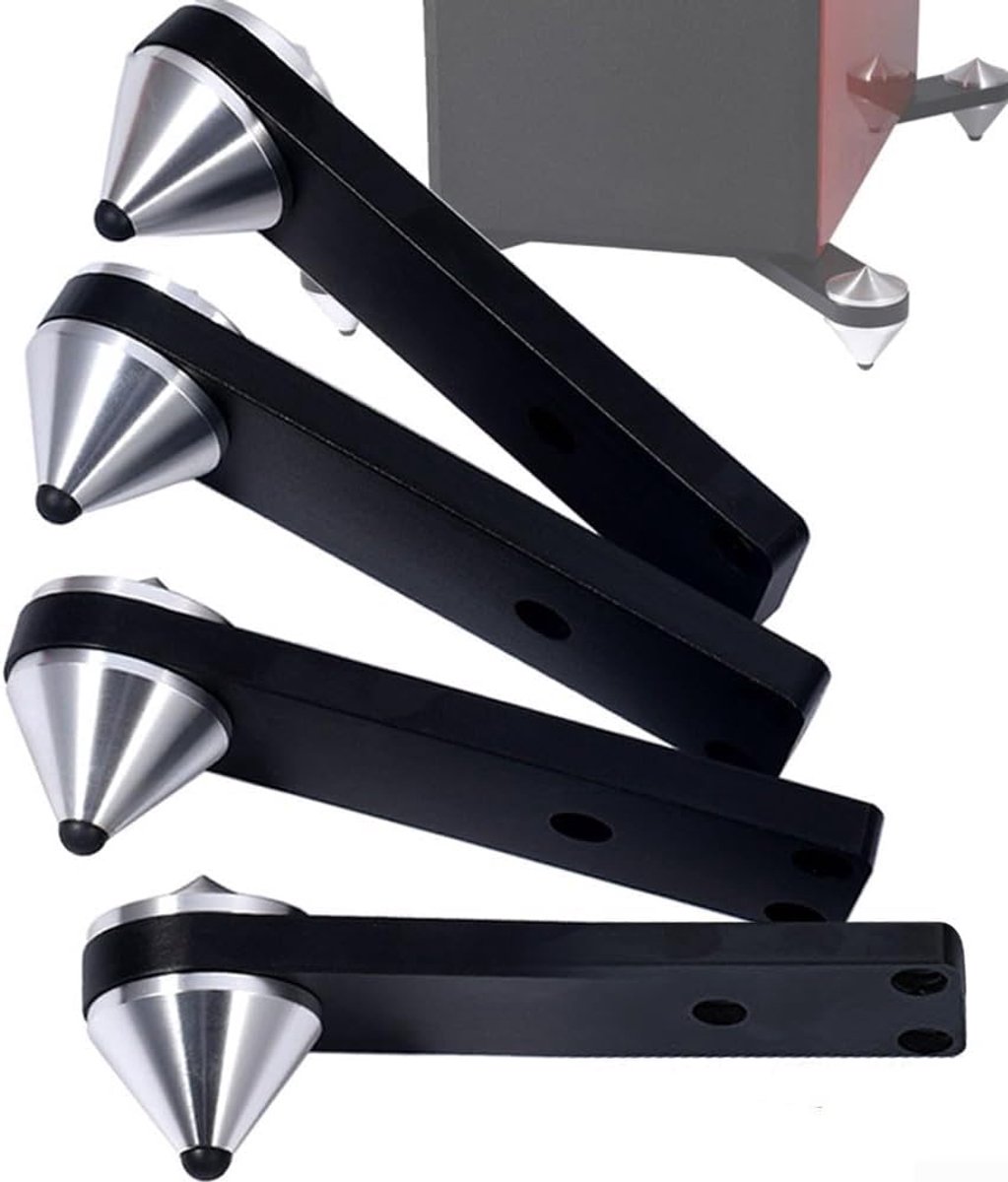 Luidspreker Spikes - Isolatie Voetjes - Audio Stabiliteit - Schroefmontage Ontwerp - 39x30mm - Zwart Zilver