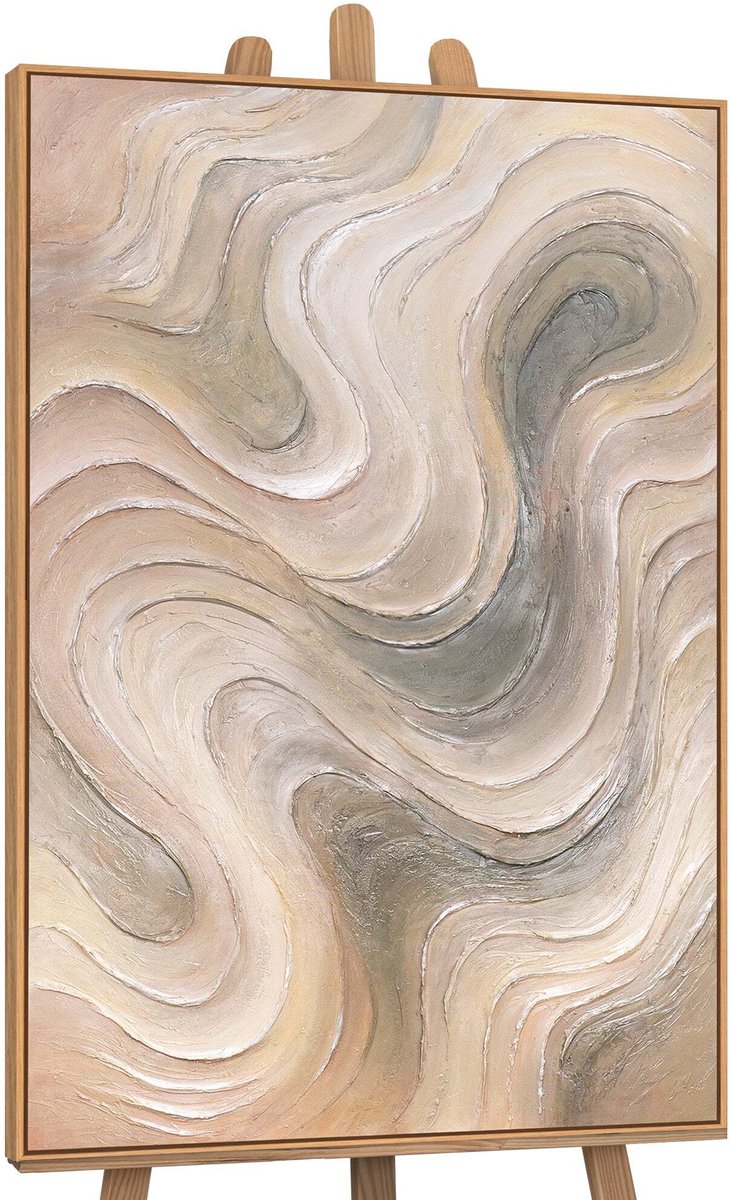 YS Canvas schilderij handgeschilderd gentle current abstract – YS-Art Gallery – Luxe wanddecoratie voor woonkamer – Modern schilderij voor slaapkamer en hal Wood