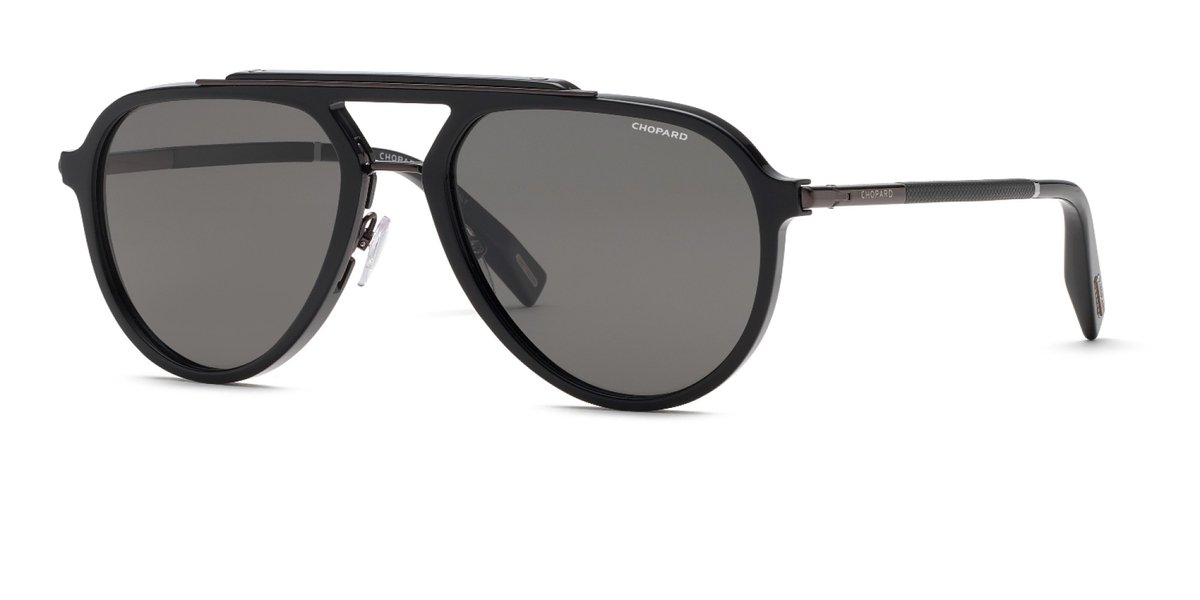Chopard Sch399 Aviator Gepolariseerde Zonnebril Zwart Smoke/CAT3P Man