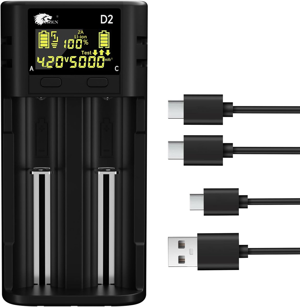 Batterijlader LCD - Accu Lader - Batterijen Opladen - Ontlaadcapaciteitstester - 2 Poorten
