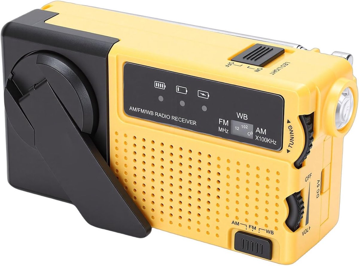 Noodradio Draagbaar - AM FM WB Radio - Buiten Leven - Zonne- en Handslinger