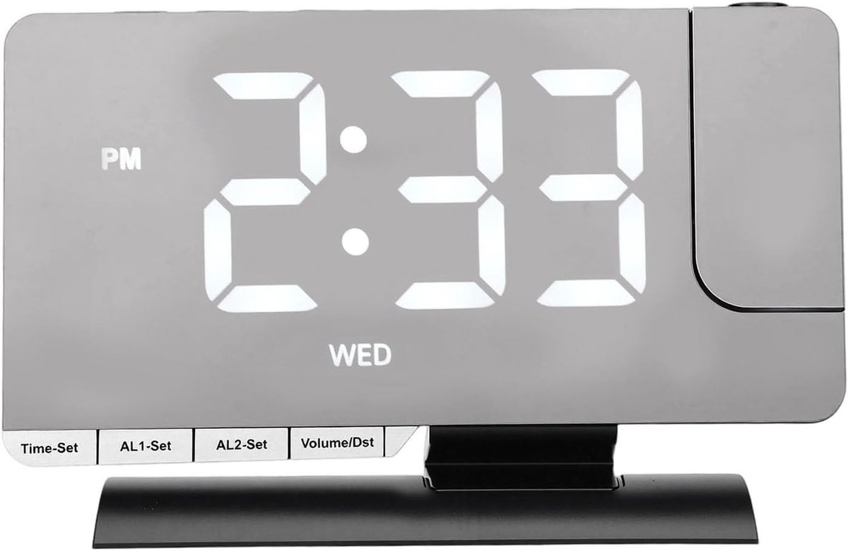 Projectiewekker Dubbele Alarm - LED Klok - Wakker Worden - Dubbele USB Poorten - 12 x 9.7 x 6 cm
