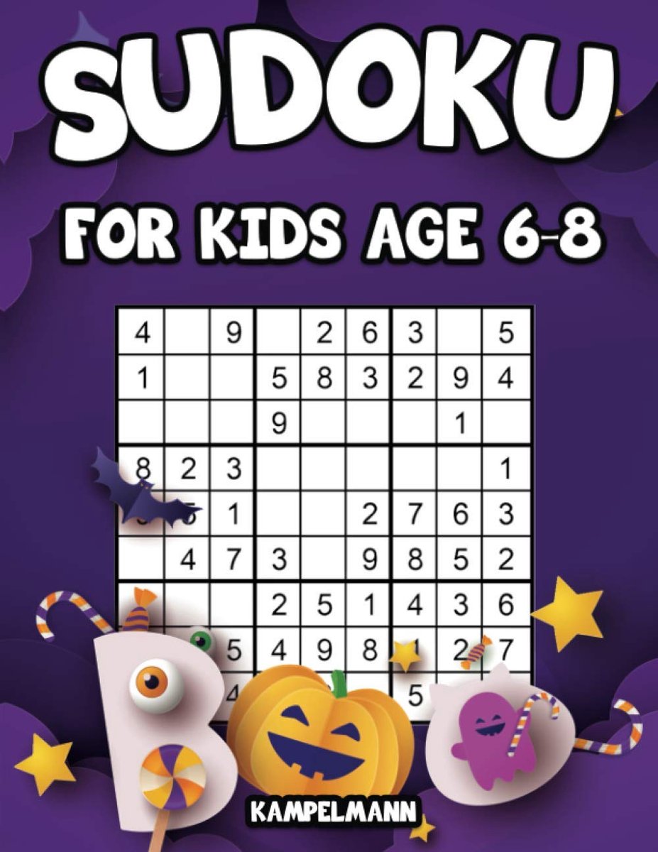 200 Grote Druk Sudoku Puzzels voor Kinderen van 6-8 Jaar met Oplossingen