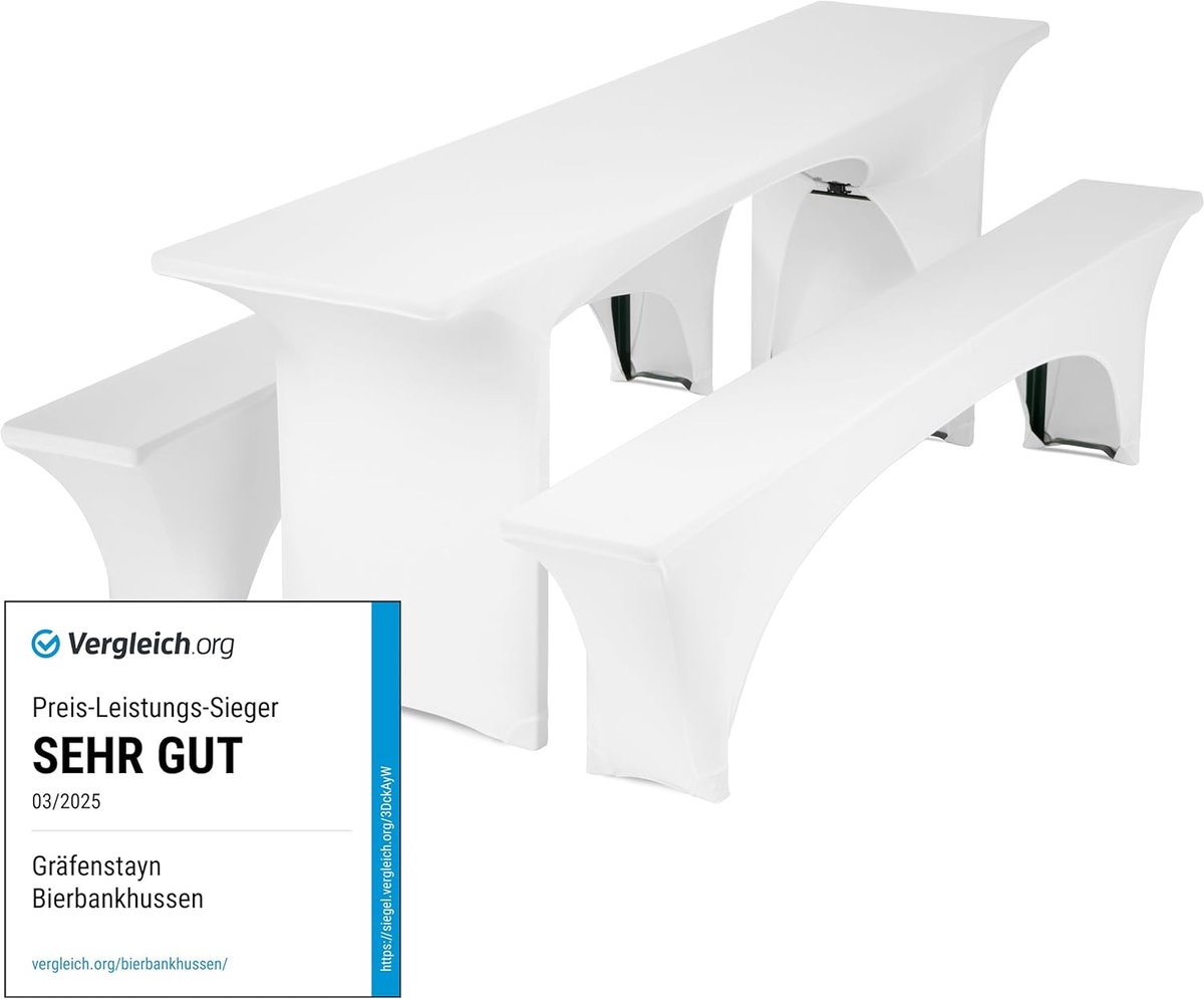 Rekbare Bierbankovertrek Set 3-Delig voor Biertafel 50 of 70 cm Breedte met Oeko-Tex Keurmerk