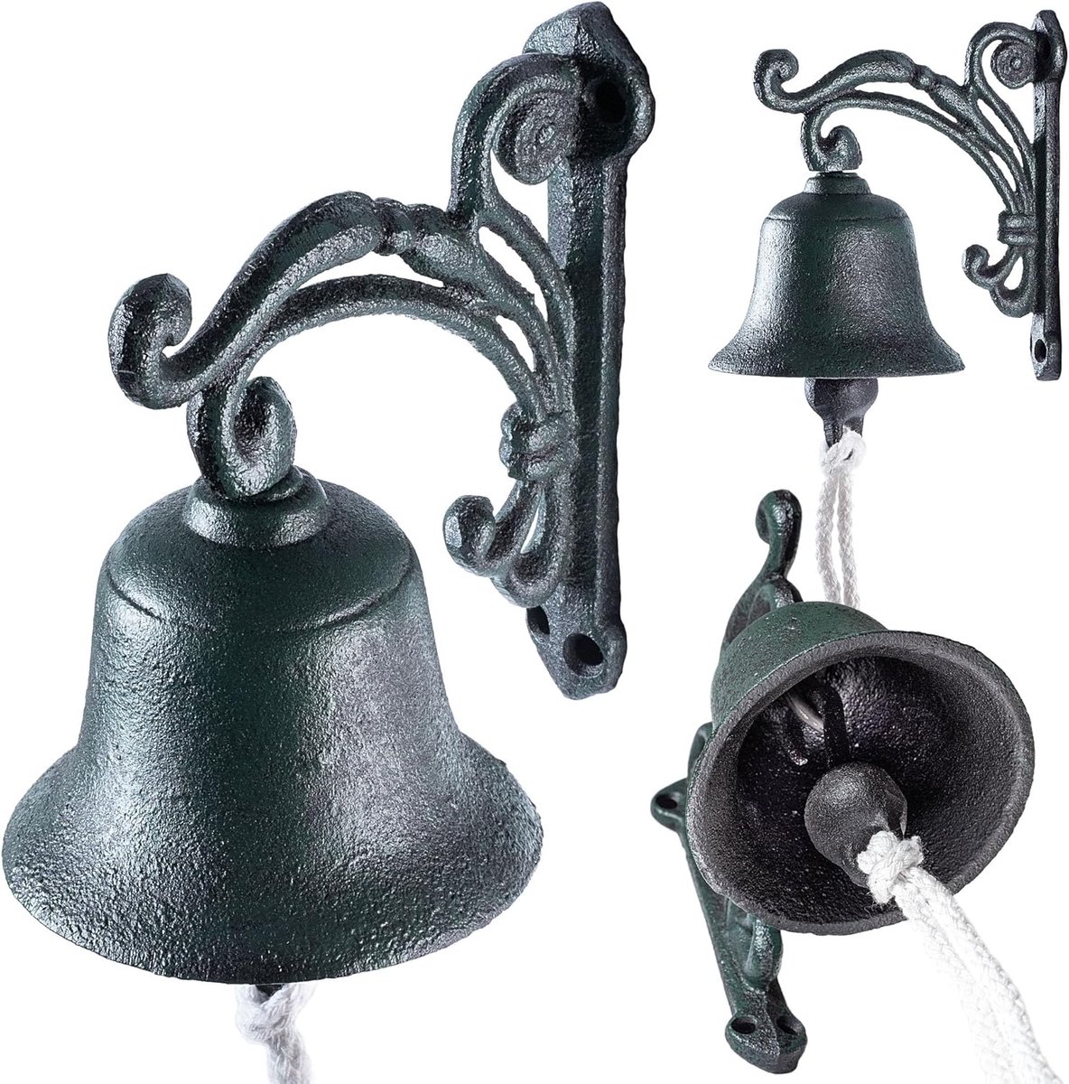 Decoratieve Gietijzeren Deurbel met Koord voor Buiten en Binnen | Rustieke Wandbel