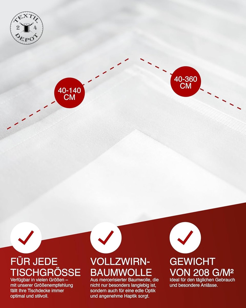 Wit Damast Tafelkleed 100% Katoen met Satijnen Rand - Wasbaar op 95°C - Diverse Maten
