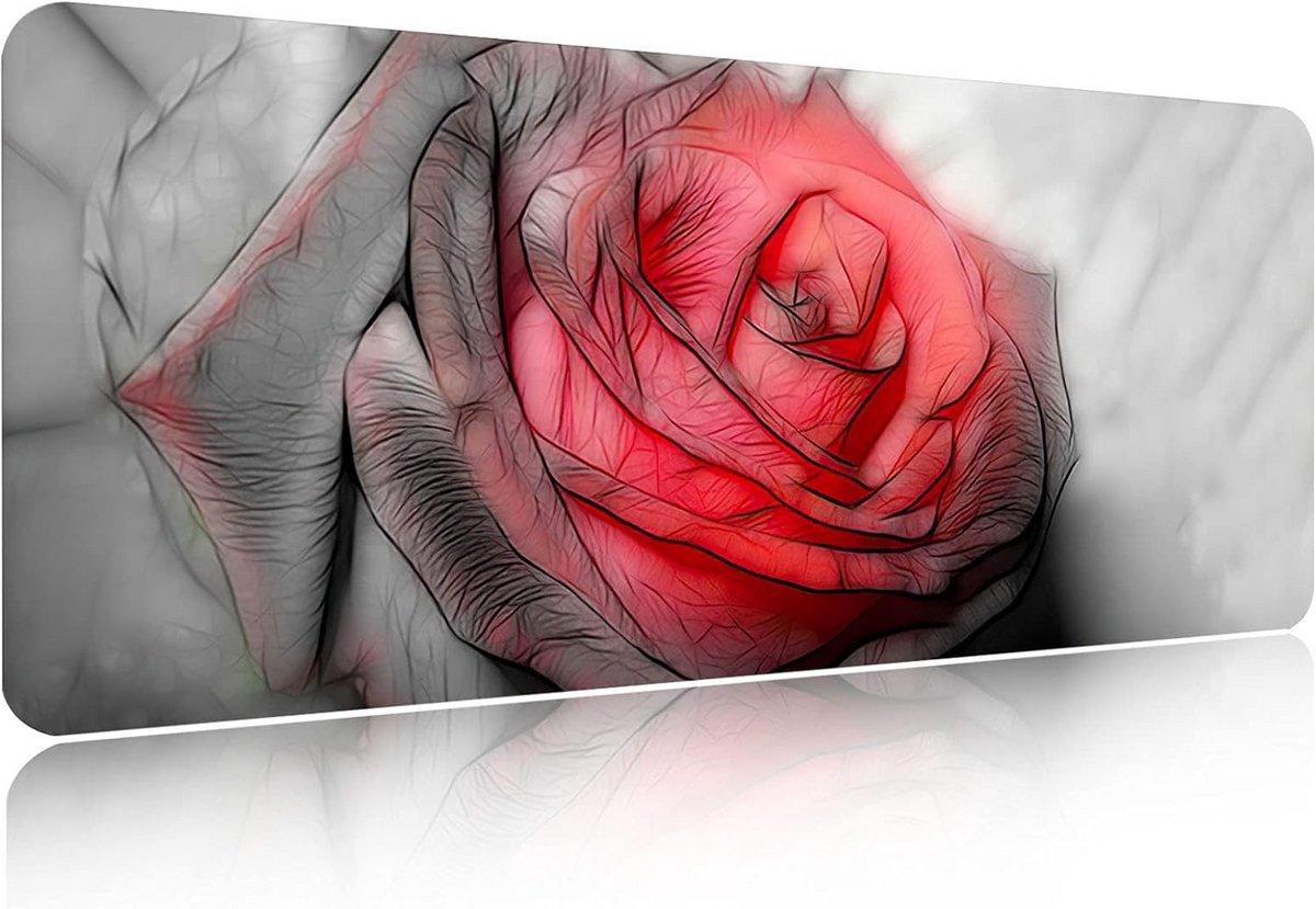 XXL Gaming Muismat 90x40 CM - Antislip Waterbestendig Bureauonderlegger voor Laptop en Toetsenbord met Creatief Bloemen Design