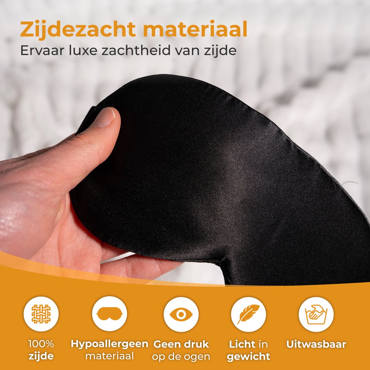 Nuvance Slaapmasker - Zijden - Oogmasker - Verstelbaar - Ademend Ontwerp - voor Mannen & Vrouwen - Slaapmaskers — afbeelding 4