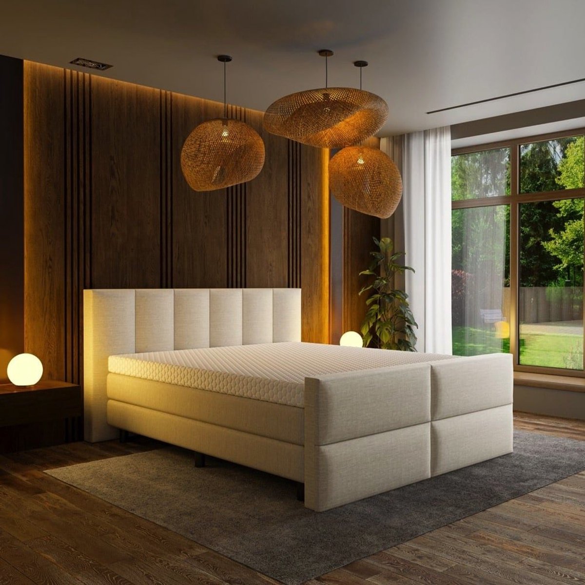 Mörgenn Luxe Boxspring Billy - Pocketvering - Luxe 6 baans hoofdbord - Luxe 4 vaks voetbor