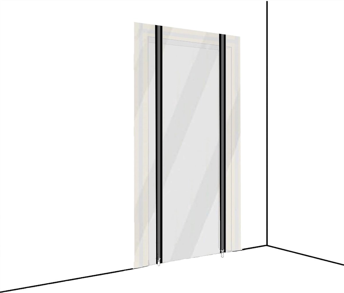 Stofwerende Deurhor met Ritssluiting en Klittenbandsluiting 120x220 cm