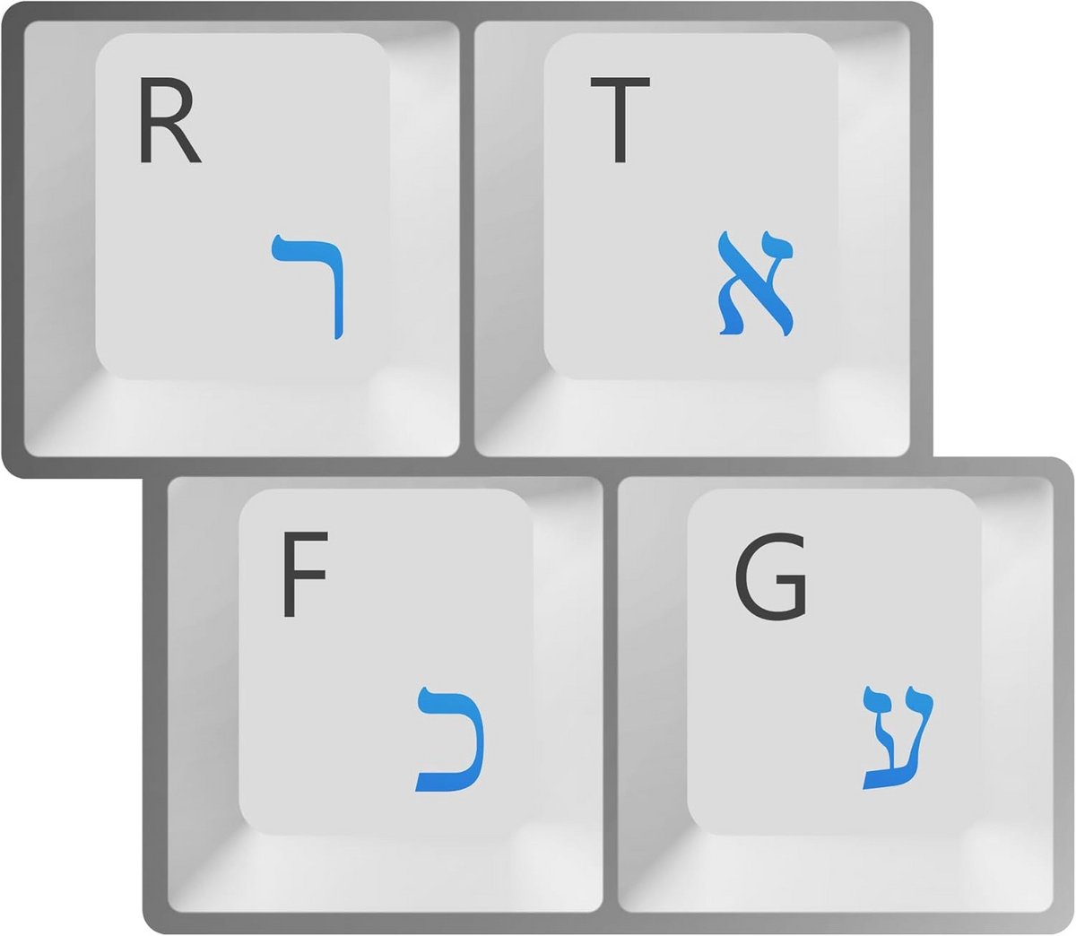 Blauwe Hebreeuwse Toetsenbordstickers - Universeel voor Laptop en PC - Transparant