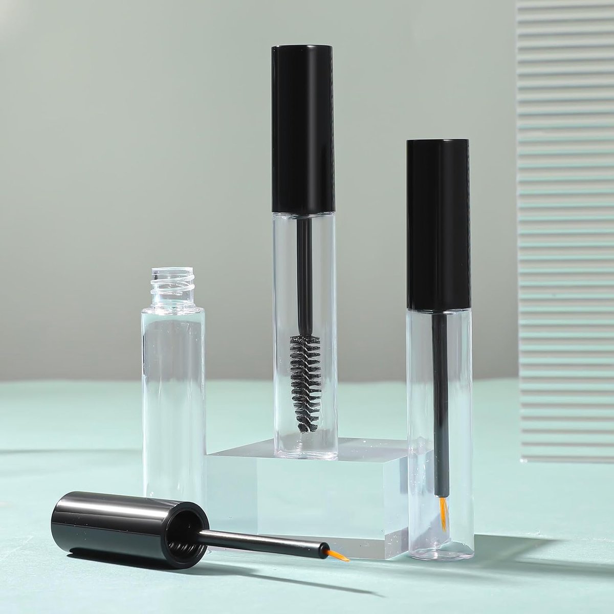 Set van 6 Navulbare Mascara Tubes en Eyeliner Containers - Inclusief Wimperborsteltjes