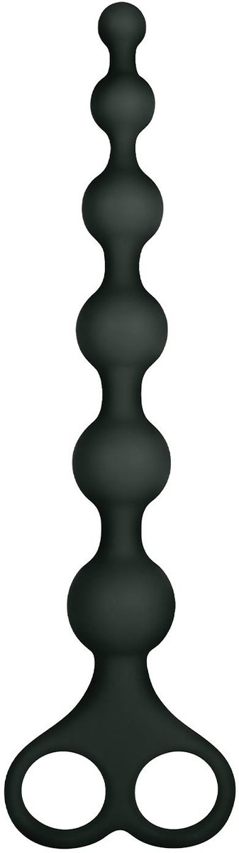 NMC 8 inch geribbeld siliconen anale kralen - Zwart - 26 cm