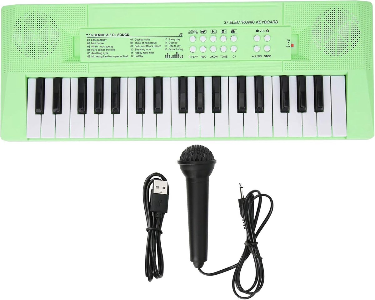 Elektrische Piano voor Kinderen met 37 Toetsen, Microfoon en Opnamefunctie - Groen