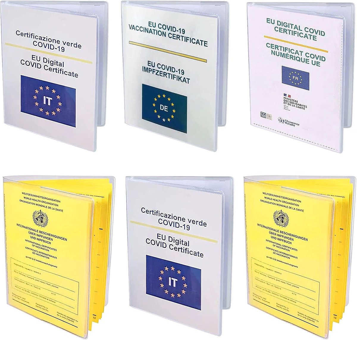 Set van 6 Transparante Beschermhoezen voor Vaccinatiebewijs