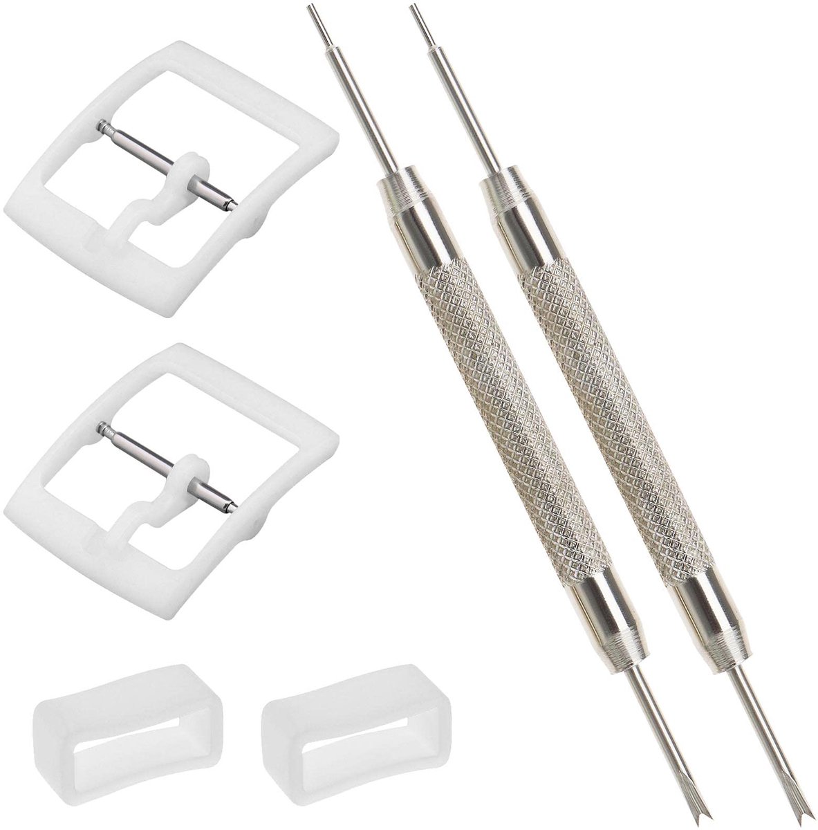 Uhrenarmbandaccessoires - 2 Sets Uhrenarmbandschnallen en Schlaufen - 16 mm Binnenbreedte