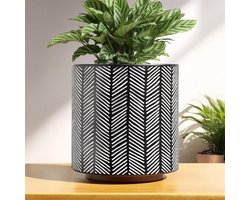 Geometrische Bloempot Zwart - Moderne Kleine Binnenpot met Drainage - Vintage Sierpot