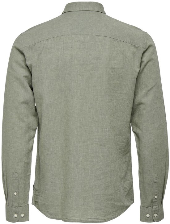 Only & Sons Chemise Onscaiden Ls Solid Linen Shirt Noos 22012321 Swamp Men Size - XS