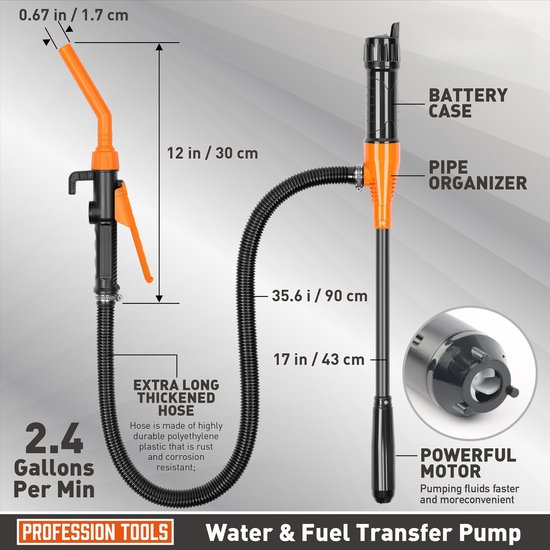 Batterij aangedreven (niet inbegrepen), vloeistofpomp, elektrische vloeistofhevelpomp, multifunctionele draagbare pomp, afneembare elektrische waterpomp, oliepijp, oliezuiger, draagbare oliepomp, zelfrijdende slangoliepomp, blauw van Merkloos — afbeelding 2