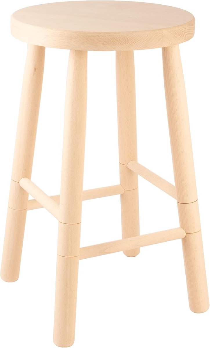 Ronde Houten Kruk van Beukenhout - 50 cm Hoog Zitkruk