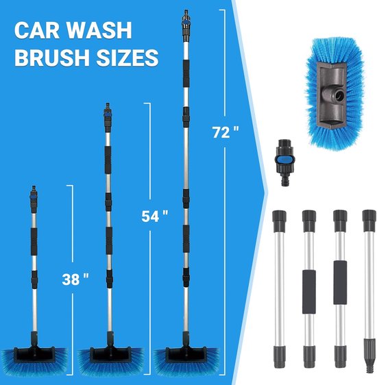 Wasborstel voor Auto met Lange Steel - Inclusief Wateraansluiting en Zachte Borstelkop (178 cm) van Merkloos	 — afbeelding 4