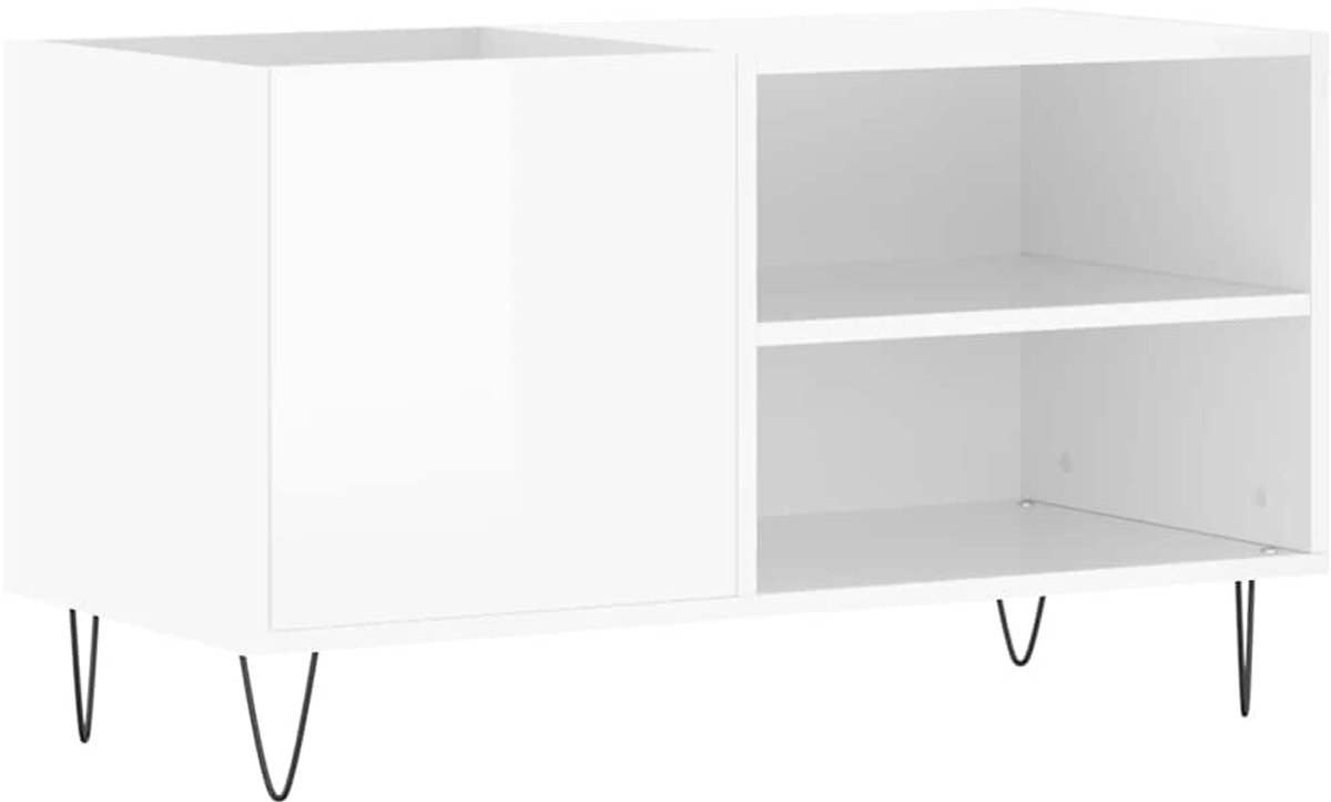 vidaXL - Platenkast - 85x38x48 - cm - bewerkt - hout - hoogglans - wit
