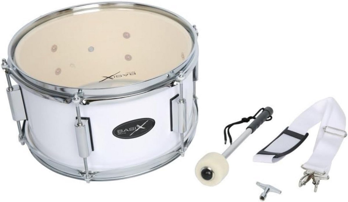 Marsdrum Wit Houten Ketel Inclusief Draagriem en Hamer
