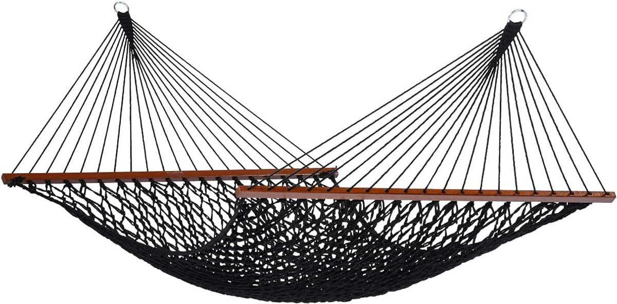 Luxe Zwarte Hangmat met Touw ophanging