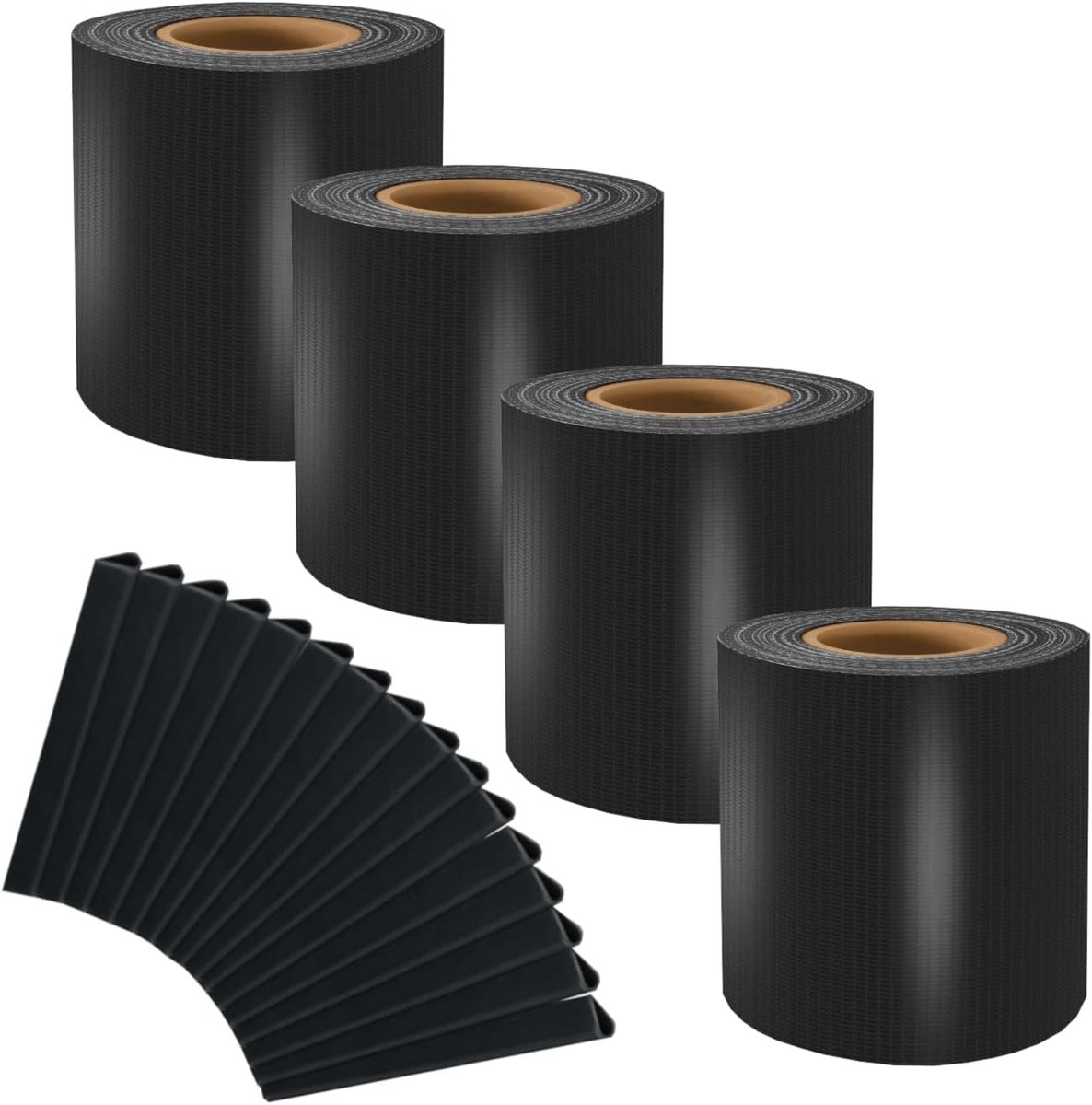 Zichtwerende PVC Stroken voor Dubbelstaafmat Hekwerk - 4 Rollen 35m x 19cm (Zwart) - Inclu