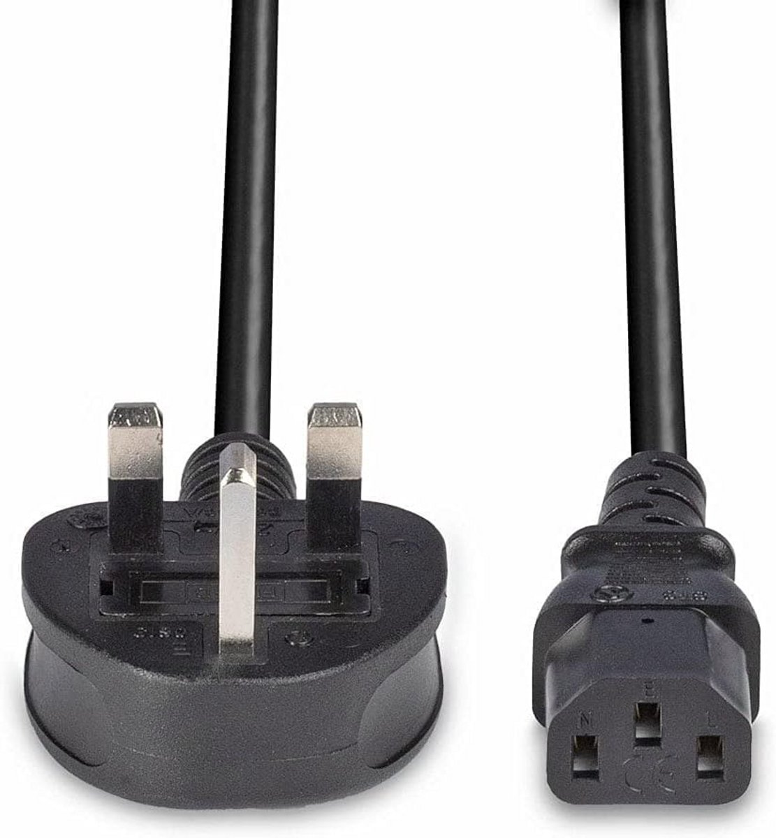 Netsnoer UK 3-pins stekker naar IEC C13 - 10 meter Zwart | Universele Voedingskabel