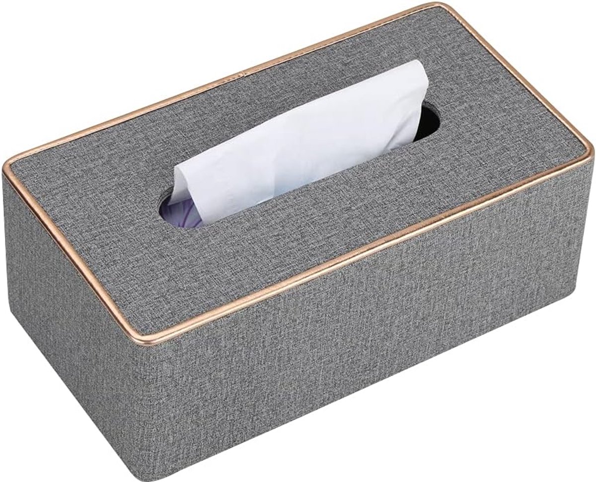 Oneay Tissuebox van PU-leer, tissuehouder geschikt voor kantoor, auto en thuis, grijs.