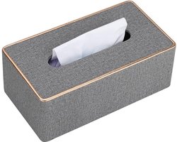 Oneay Tissuebox van PU-leer, tissuehouder geschikt voor kantoor, auto en thuis, grijs.