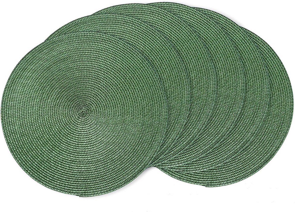 Set van 6 Ronde Geweven Tafelloper / Placemats 35cm - Natuurlijk en Hittebestendig