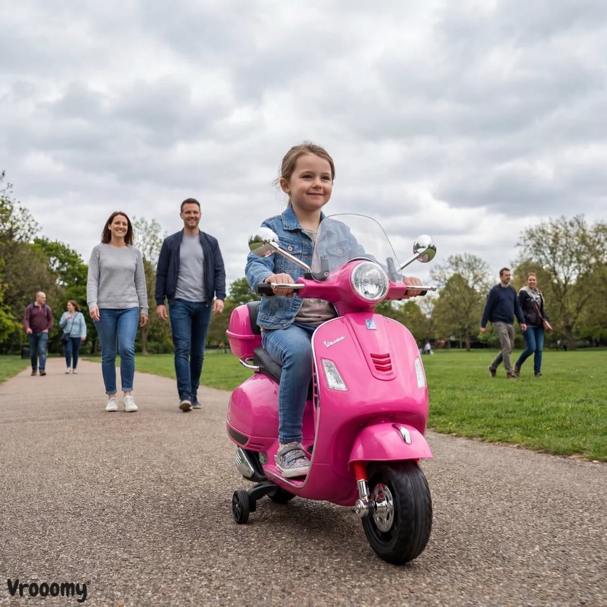 Vespa GT Full Option Elektrische Kinderscooter 3 tot 6 jaar – Officieel Gelicentieerde Kinder Vespa met Kofferbak & Verwijderbare Zijwieltjes – Li-ion Kindermotor met Kunstlederen Zitje, MP3 AUX & USB – Roze — afbeelding 5