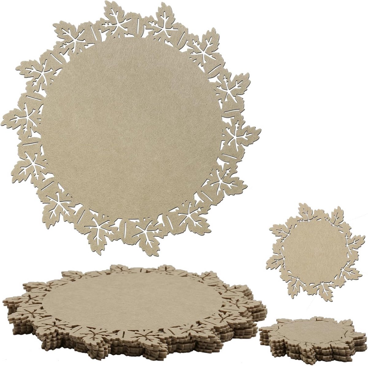 Set van 6 Ronde Vilten Placemats - Antislip & Hittebestendig - 33 cm Tafelmatten