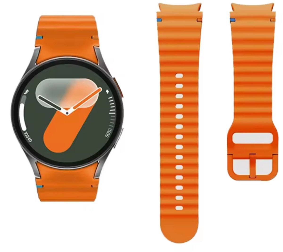 Oranje siliconen bandje geschikt voor Samsung Galaxy Watch 7 - Galaxy watch 6 classic en 5 pro 40 en 44mm - Oranje - Siliconen - CHPN