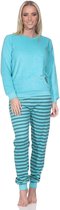Normann dames badstof pyjama met manchetten, pyjama met hartmotief – ook in grote maten