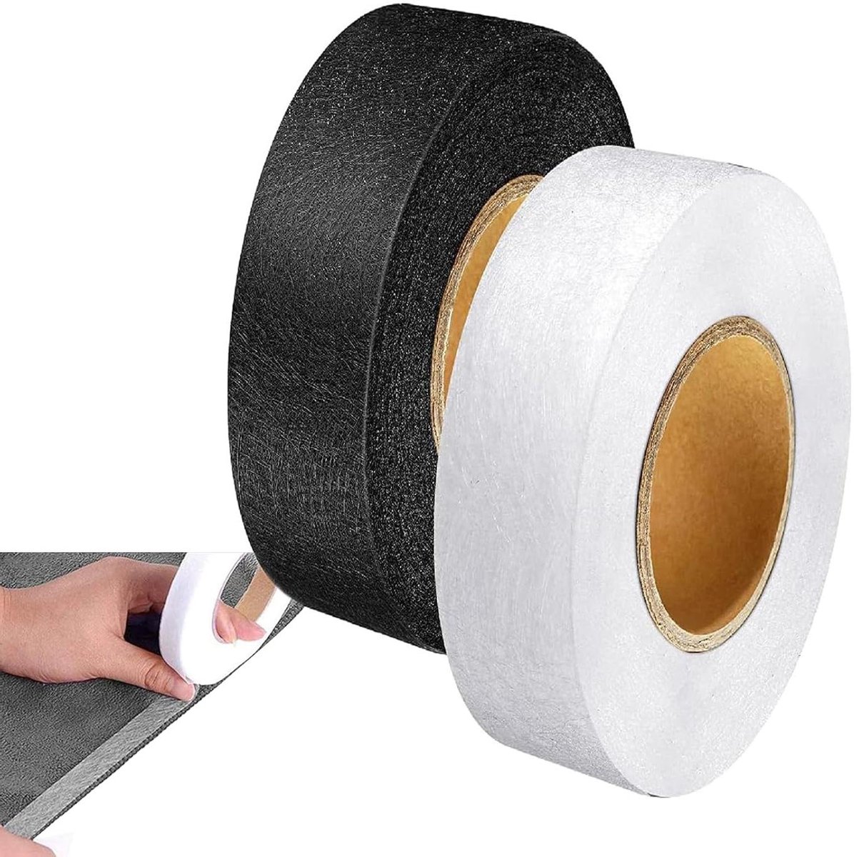 Om te strijken: Extra sterke zoomband voor textiel, 20 mm x 25 m, zwart-wit, 2 stuks