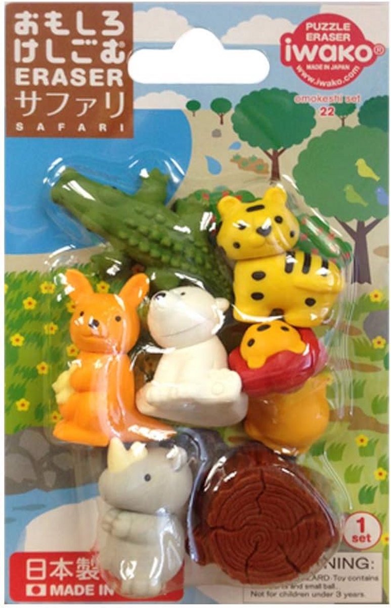 Set van 7 Puzzel Gummen Dieren - Origineel Japans Ontwerp, Kleurrijk & Uitwisbaar