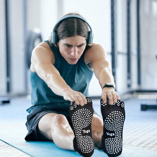Antislip sokken met tenen voor mannen maat 41-43 - Katoenen pilates sokken voor yoga, grip en dans. van Merkloos — afbeelding 3