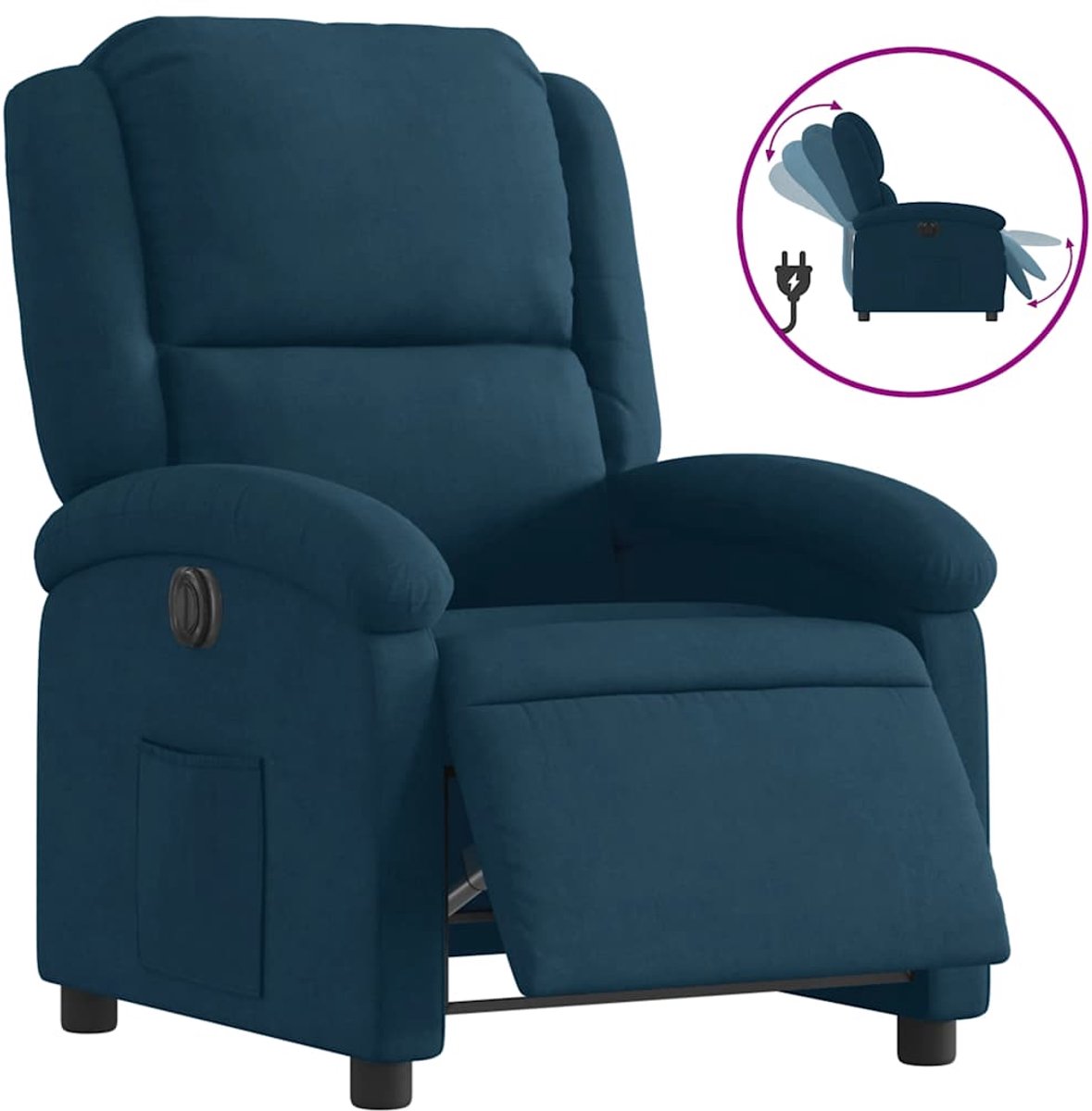 vidaXL Fauteuil - elektrisch - verstelbaar - fluweel - blauw