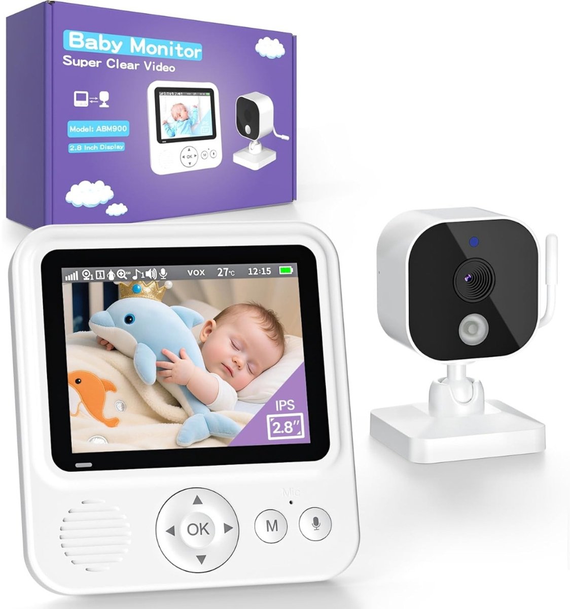 Babyfoon - Op afstand bestuurbaar - Babyfoon met Camera - Wit