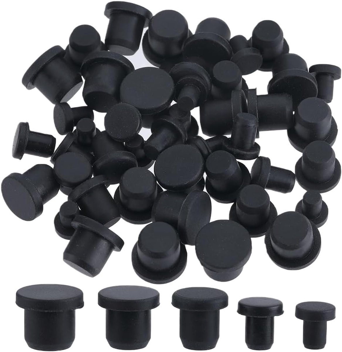 Glazen Tafel Bumpers - Zwarte Rubberen Meubel Buffers met Pin - Antislip en Schokabsorberend - Zachte Siliconen Beschermers - 50 stuks - 5 maten - van Imperatoris