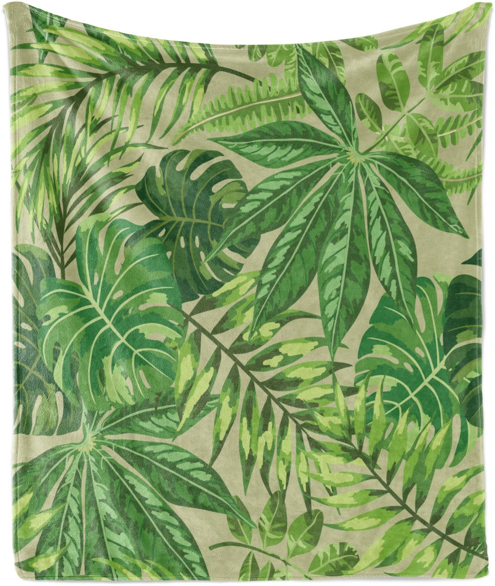 ABAKUHAUS Groene Blad Zachte Flanellen Fleece Deken, Frisse Jungle Aloha, Gezellige Pluche Plaid, 175 x 230 cm, Appelgroen Varengroen